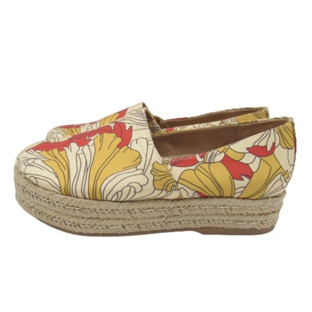 Naturalizer Womens Size 7M Thea 3 Yellow Cream Fabric Slip On Espadrilles Sandal